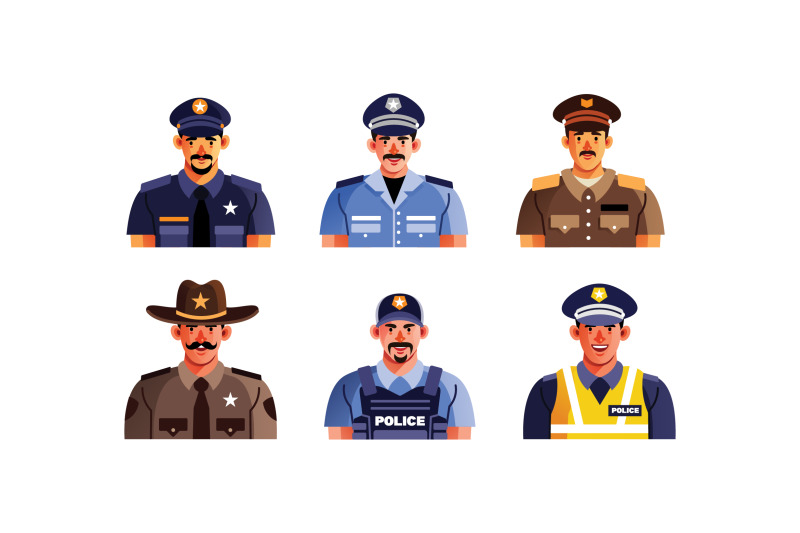 police-character-avatar-set