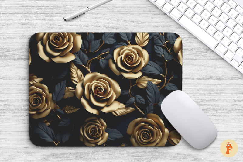 3d-black-and-gold-rose-mouse-pad