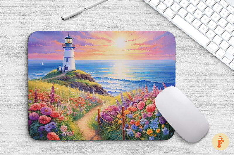 lighthouse-and-flowers-mouse-pad