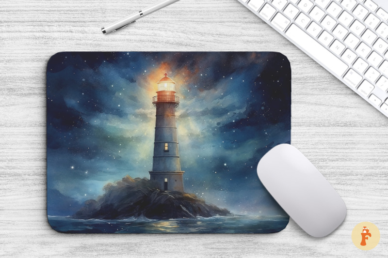 lonely-lighthouse-at-night-mouse-pad