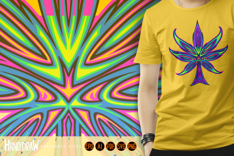 pinstriped-cannabis-sativa-leaf-tribal-ornament