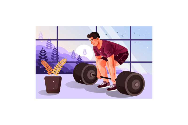 man-lifting-a-barbell-illustration