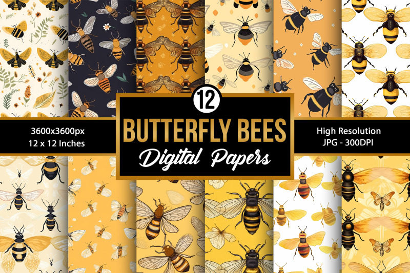 butterfly-honeybees-digital-papers