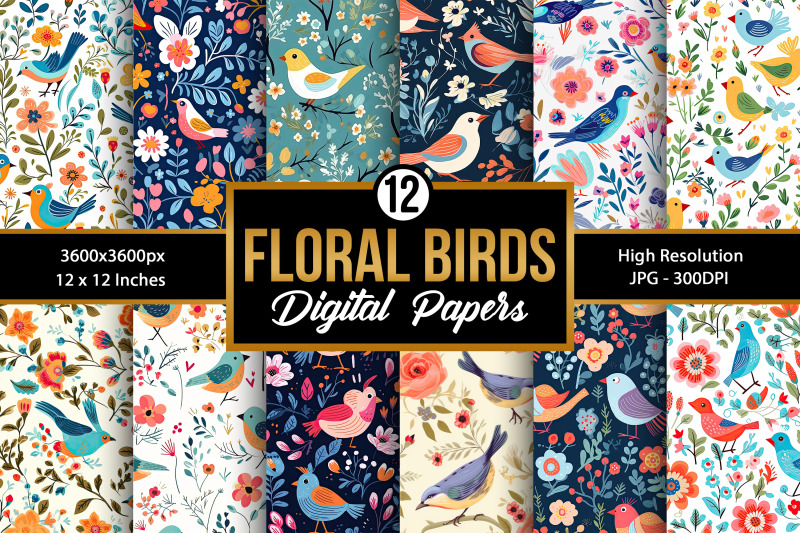 cute-floral-birds-seamless-patterns-birds-digital-papers