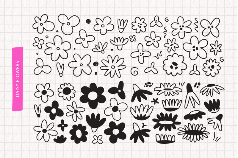daisy-field-doodle-collection
