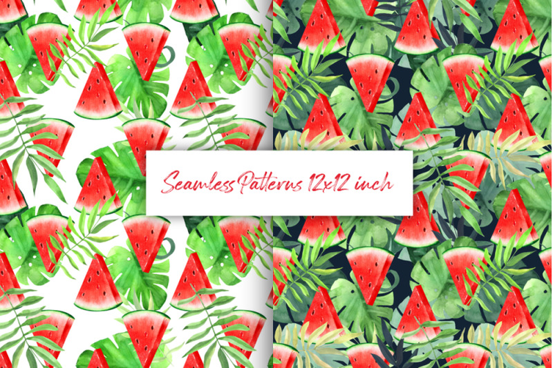 watermelon-tropical-seamless-patterns