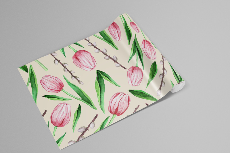 watercolor-tulip-pattern-spring-digital-paper