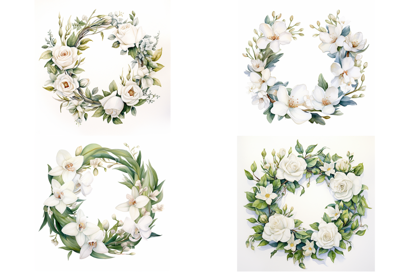 white-floral-wreaths