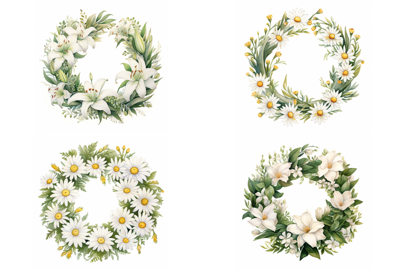 white-floral-wreaths