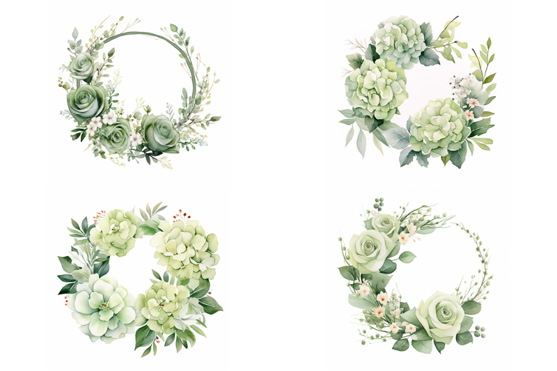 green-floral-wreaths