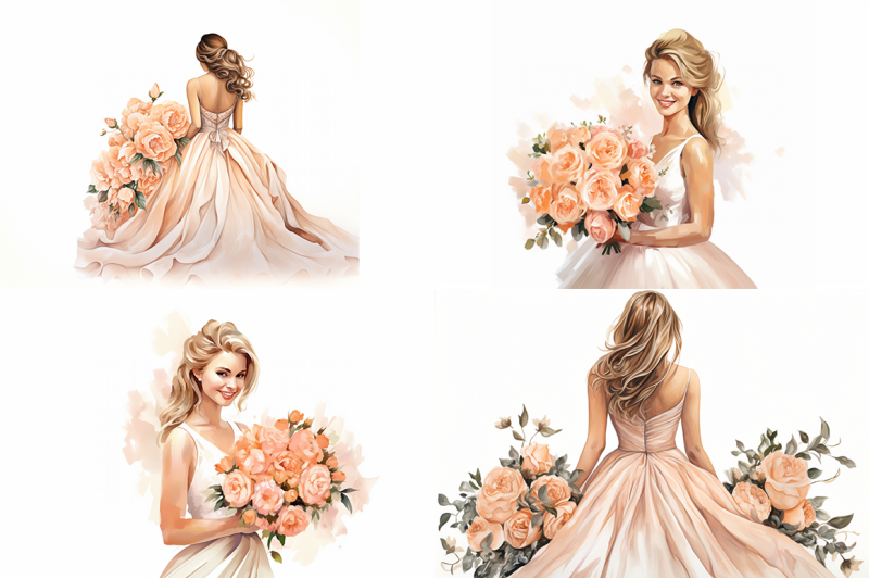 peach-wedding-watercolor-collection