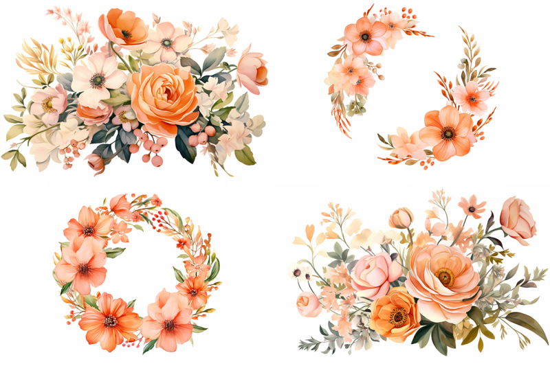 peach-wedding-watercolor-collection