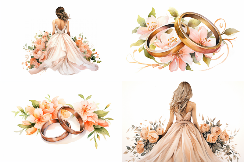 peach-wedding-watercolor-collection