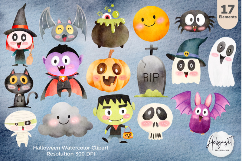 watercolor-halloween-cartoon-clip-art