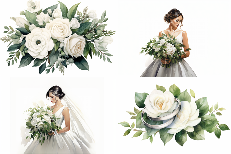 white-wedding-watercolor-collection