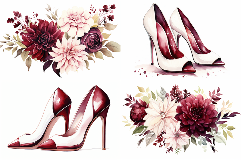 burgundy-wedding-watercolor-collection