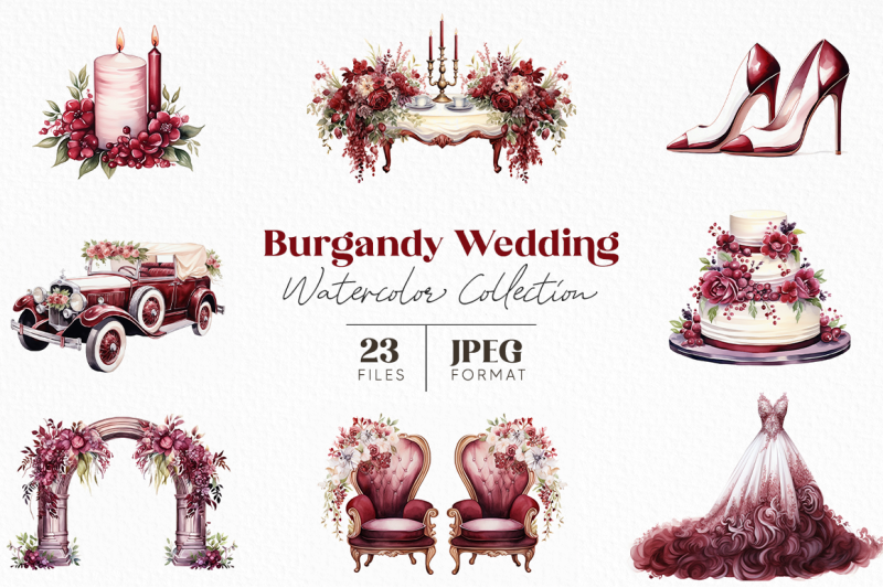 burgundy-wedding-watercolor-collection