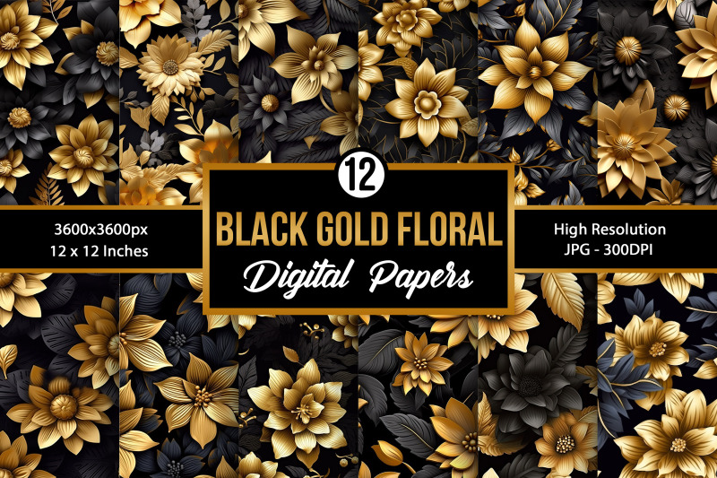 black-amp-gold-3d-flowers-seamless-patterns