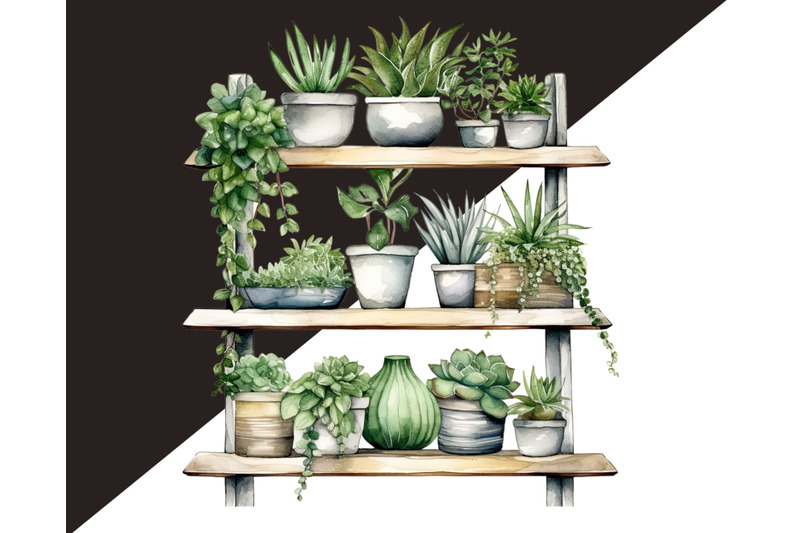 plants-on-shelves-watercolor-clipart