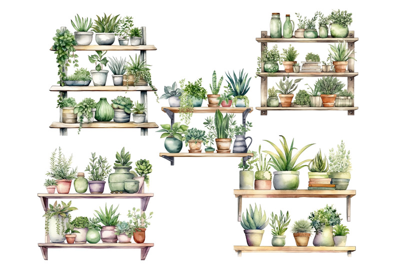 plants-on-shelves-watercolor-clipart