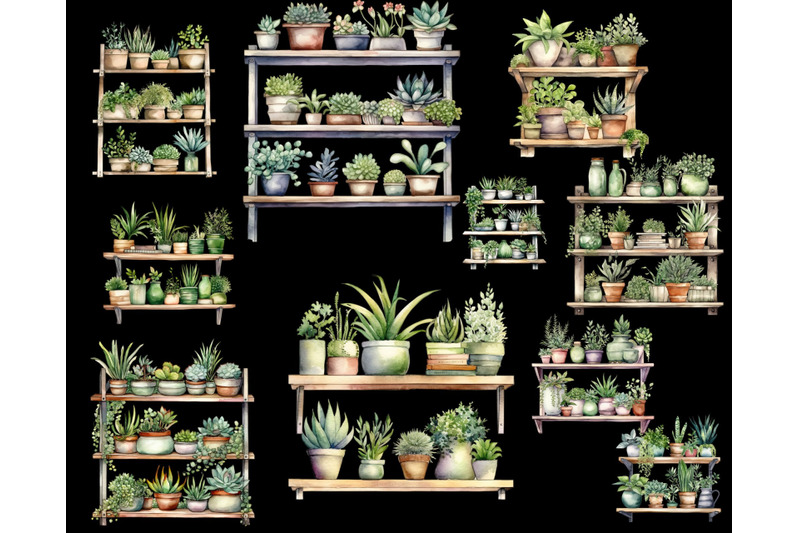 plants-on-shelves-watercolor-clipart