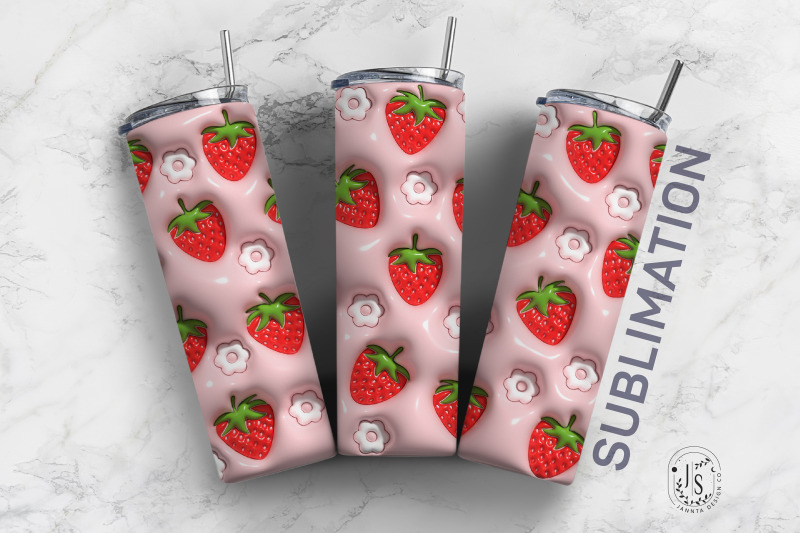 inflated-bubble-strawberry-tumbler-wrap-modern-3d-design