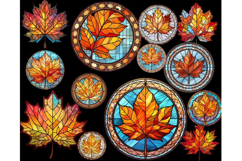 autumn-leaves-png-stained-glass-clipart