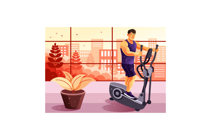 working-out-on-elliptical-trainer-illustration