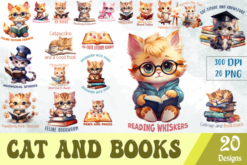 cat-and-books-sublimation-bundle