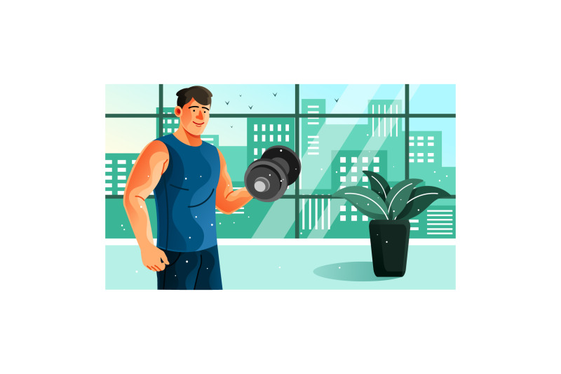 young-man-holding-dumbbell-illustration