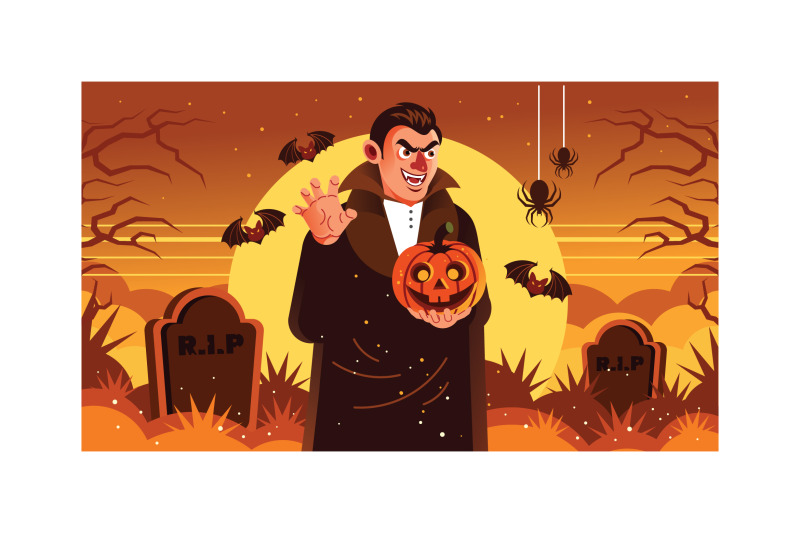 dracula-hold-halloween-pumpkin