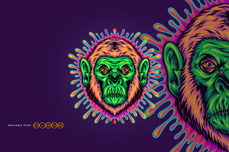 monkey-head-with-mysterious-sticky-liquid-background