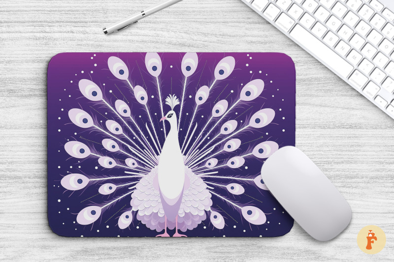 mouse-pad-beautiful-white-peacock