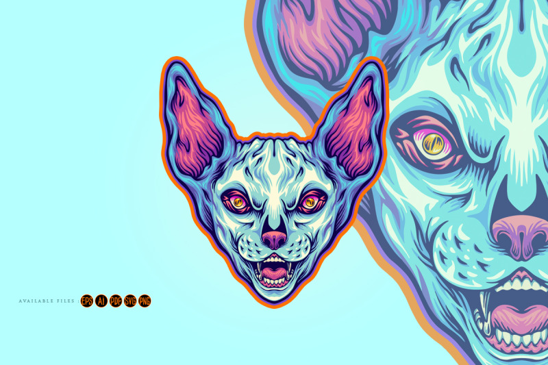 grinning-sphynx-cat-head-cartoon-illustrations