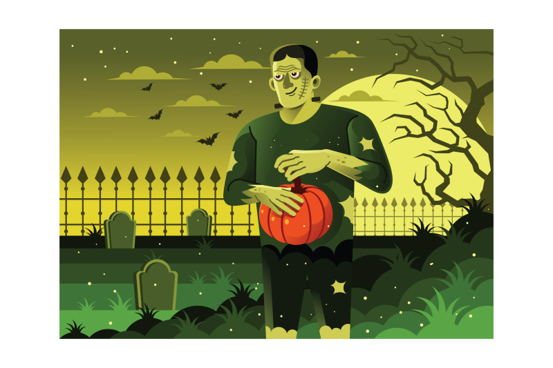 frankenstein-monster-holding-halloween-pumpkin