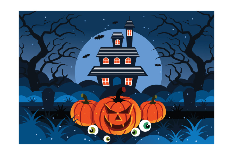 pumpkins-and-haunted-house