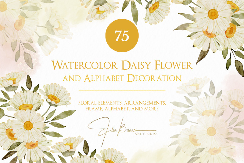 watercolor-daisy-flower-and-alphabet-decoration