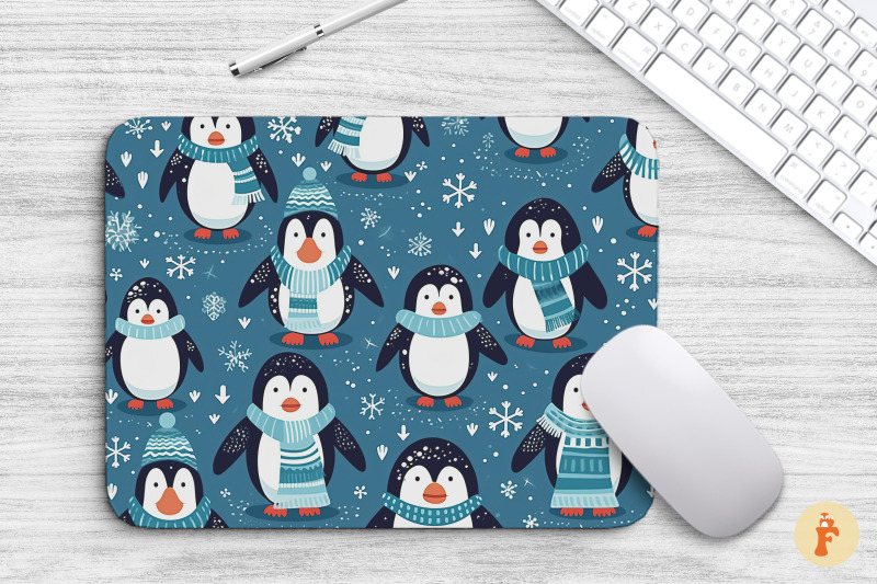 mouse-pad-penguins-in-winter