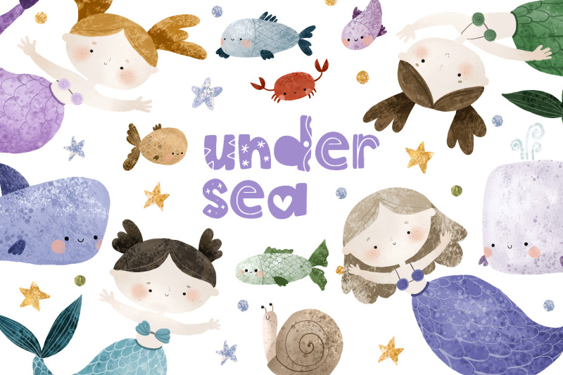 underwater-mermaid-and-fish-illustrations