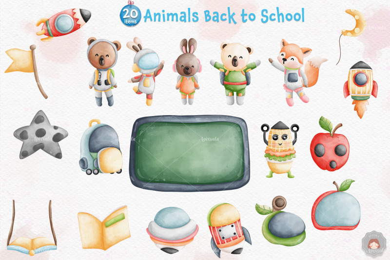 watercolor-animals-in-space-back-to-school-clipart