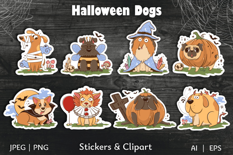 cute-dog-halloween-stickers-funny-pets-in-creepy-costums