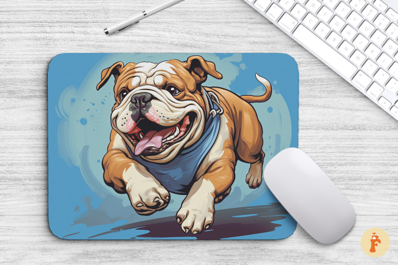 mouse-pad-happy-bulldog-running