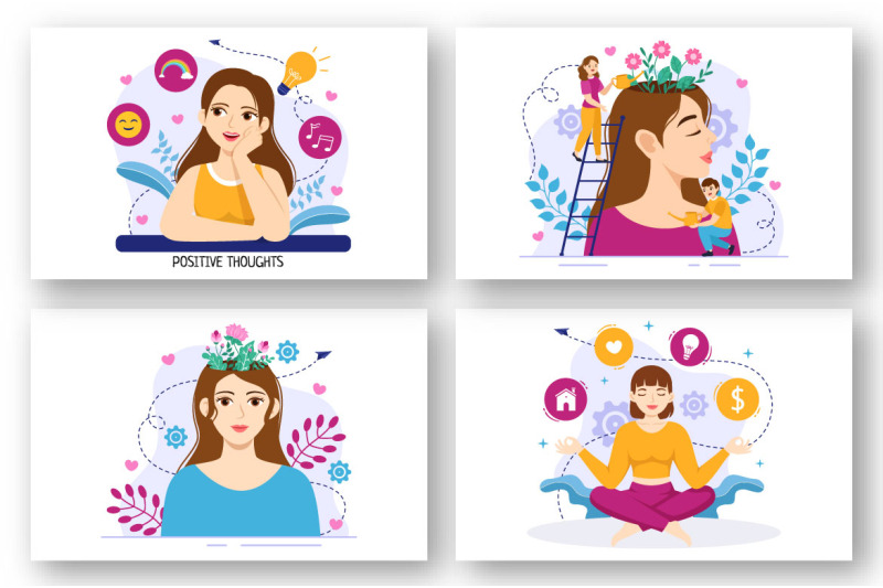 12-positive-thoughts-vector-illustration