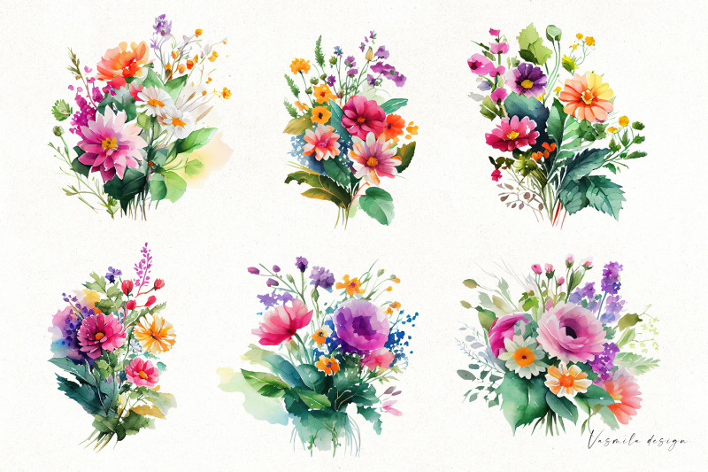 watercolor-wildflower-bouquets
