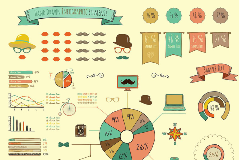 hand-drawn-doodle-design-elements-and-icons-of-vintage-infographics