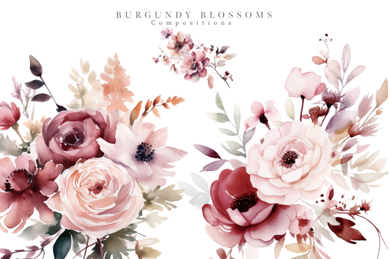 watercolor-burgundy-amp-blush-flowers-clipart-collection