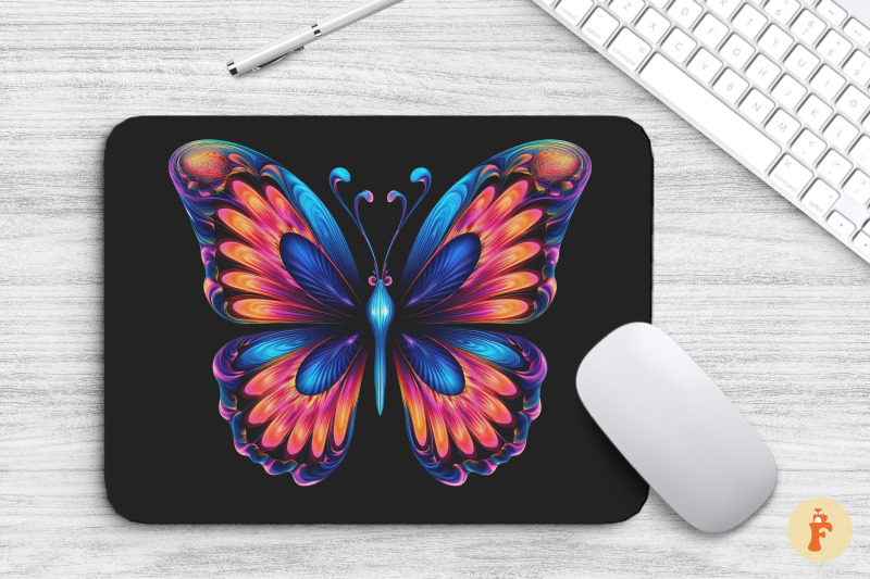 mouse-pad-neon-brightly-butterfly