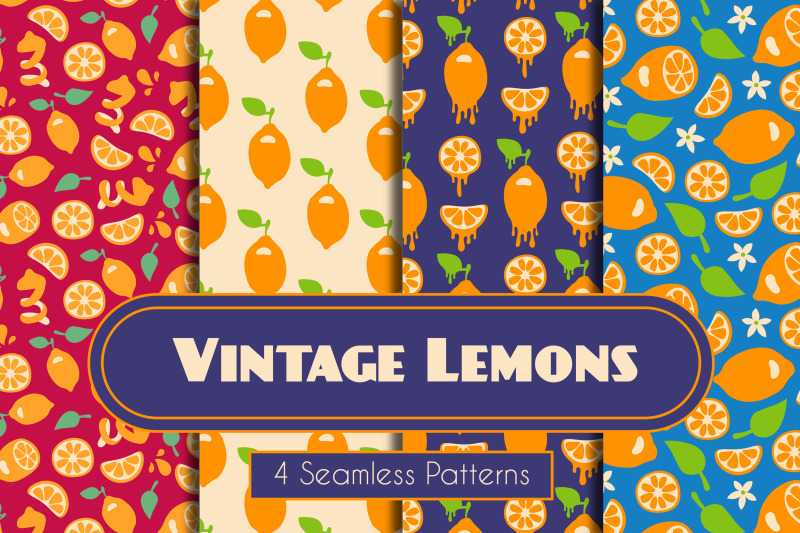 vintage-lemons-seamless-patterns