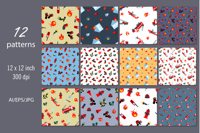 fire-fighter-paper-seamless-patterns