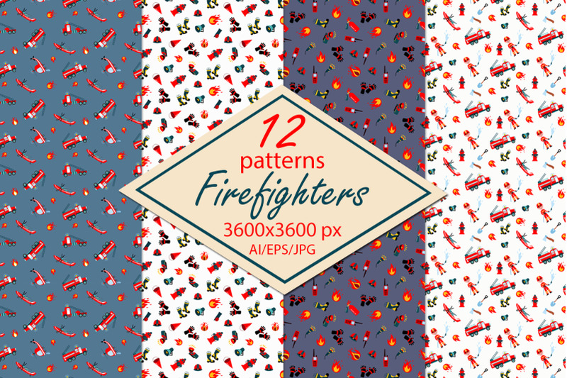 fire-fighter-paper-seamless-patterns